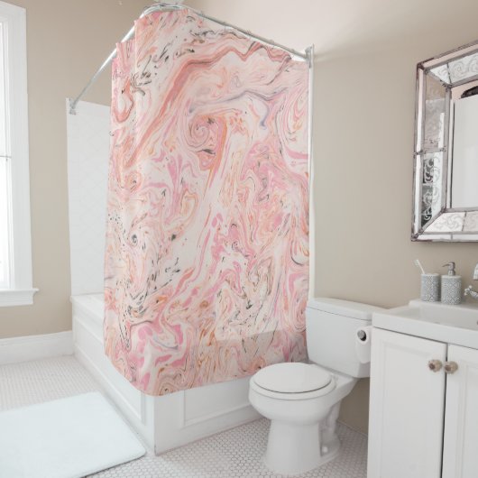 Rideaux De Douche Marbre Rose Élégant (En situation)