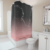 Rideaux De Douche Marbre rose et noir (En situation)