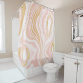 Rideaux De Douche Marbre rose et texture or (En situation)