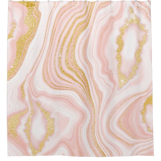 Rideaux De Douche Marbre rose et texture or (Devant)