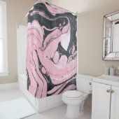 Rideaux De Douche Marbre rose noire : Art Abstrait (En situation)