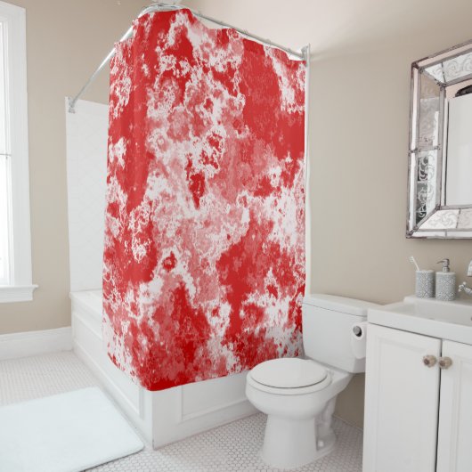 Rideaux De Douche Marbre rouge et blanc abstrait (En situation)