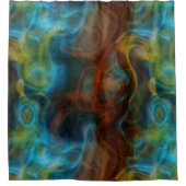 Rideaux De Douche marbre rouge et bleu turquoise abstrait (Devant)