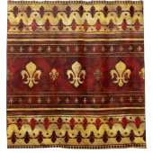 Rideaux De Douche Marbre rouge et or Fleur de lis (Devant)