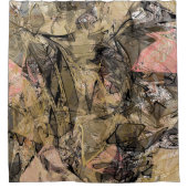 Rideaux De Douche Marbre Swirl Abstrait or Rose rose noir moderne (Devant)