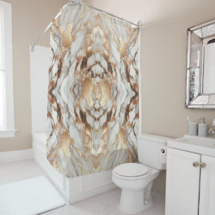 Rideaux De Douche Marbre Tendance Luxueux Or Rose Glam