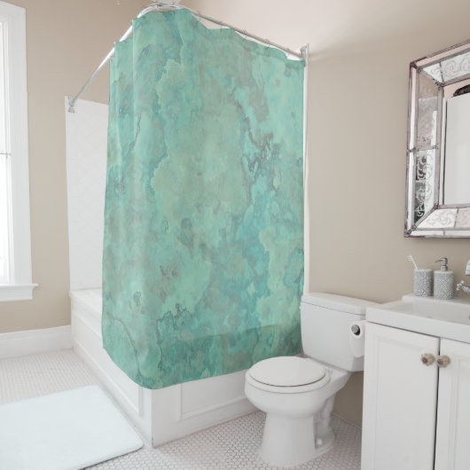 Rideaux De Douche Marbre turquoise Abstrait (En situation)