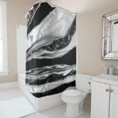 Rideaux De Douche Marbres noirs et mère de perle (En situation)