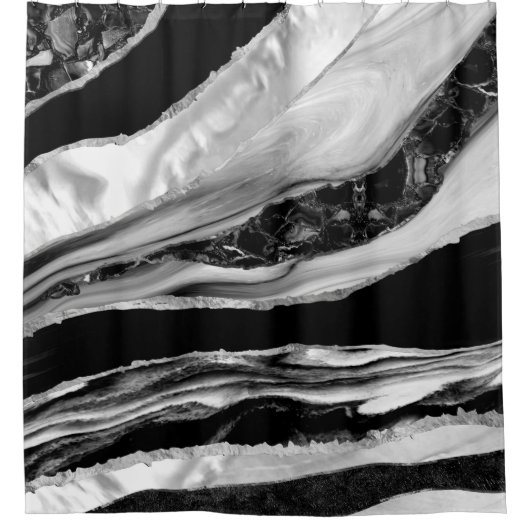 Rideaux De Douche Marbres noirs et mère de perle (Devant)