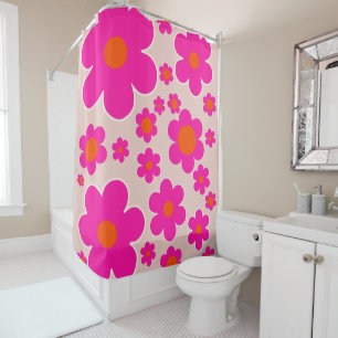 Rideaux De Douche Marché aux fleurs rétro Florence Abstrait rose flo