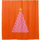 Rideaux De Douche Marché D'Hiver 02 Arbre De Noël Rose Et Orange (Devant)