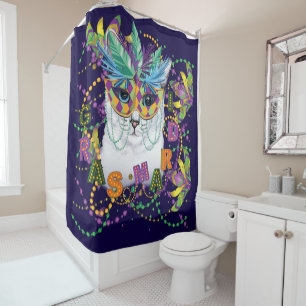 Rideaux De Douche Mardi Gras Chat, Funny Mardi Gras