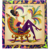 Rideaux De Douche Mardi Gras Femme Au Milieu Du Siècle Avec Martini (Devant)