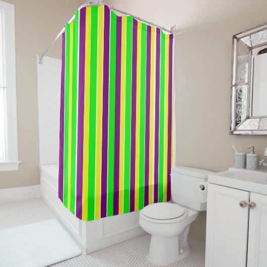 Rideaux De Douche Mardi Gras Stripes (En situation)