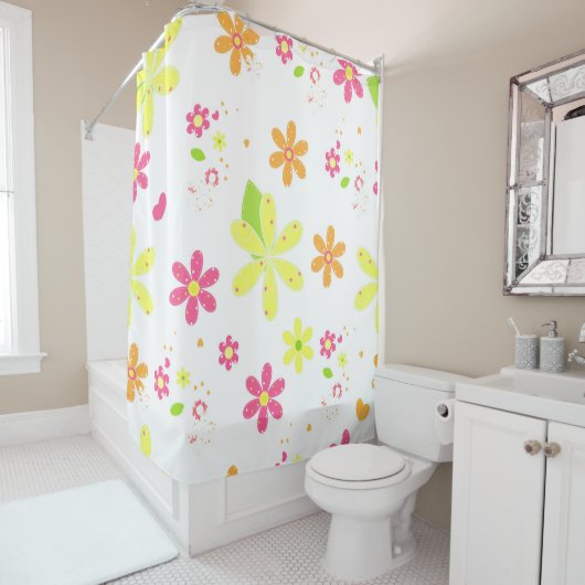 Rideaux De Douche Marguerite et Pois (En situation)