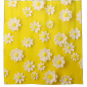 Rideaux De Douche Marguerites avec un arrière - plan jaune (Devant)