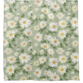 Rideaux De Douche Marguerites blanches sur Sage Green (Devant)