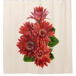 Rideaux De Douche Marguerites Gerbera Rouges