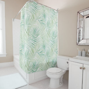 Rideaux De Douche Mariage Aloha aux feuilles tropicales vertes