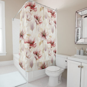 Rideaux De Douche Mariage Burgundy Crème Lavande Floral