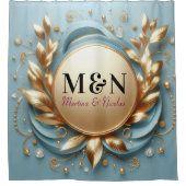 Rideaux De Douche Mariage de mariée noir monogrammé moderne script (Devant)