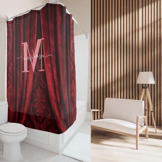 Rideaux De Douche Mariage écriture moderne monogramme rose Red Velve
