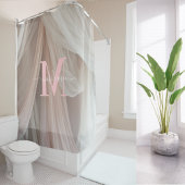 Rideaux De Douche Mariage élégant écriture monogramme rose soie blan