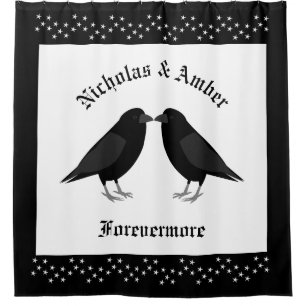 Rideaux De Douche Mariage gothique Baiser Ravens Personnalisé