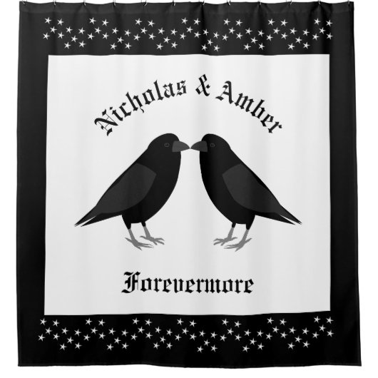 Rideaux De Douche Mariage gothique Baiser Ravens Personnalisé (Devant)