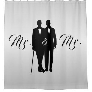 Rideaux De Douche Mariage gris argenté avec des noms et des dates