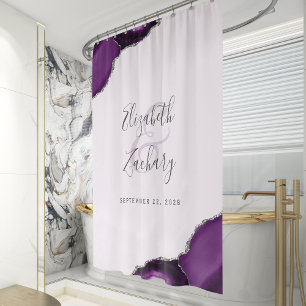 Rideaux De Douche Mariage Lavande Argenté Agate Violette Élégante