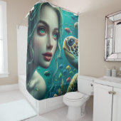 Rideaux De Douche "Marina de sirène : Odyssée de tortue" (En situation)