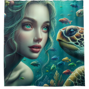 Rideaux De Douche "Marina de sirène : Odyssée de tortue"
