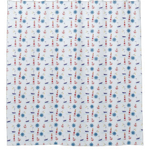 Rideaux De Douche Marina Theme Sailboat Motif Show Curve