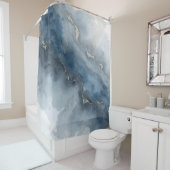 Rideaux De Douche Marine Bleu Charcoal Gris Blanc Beige Abstrait (En situation)