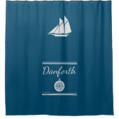 Rideaux De Douche Marine bleu et blanc Nautique (Devant)