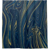 Rideaux De Douche Marine Bleu & Or Moderne Marbre Glam Élégant Chic (Devant)