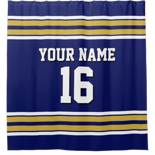Rideaux De Douche Marine Blue Gold White Stripes Sports Jersey (Devant)
