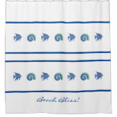 Rideaux De Douche Marine Blue White Strips Fish Beach House (Devant)