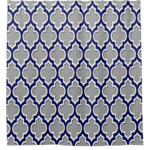 Rideaux De Douche Marine gris foncé Bleu Blanc XL Marocain #4DS