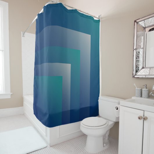 Rideaux De Douche Marine gris turquoise (En situation)
