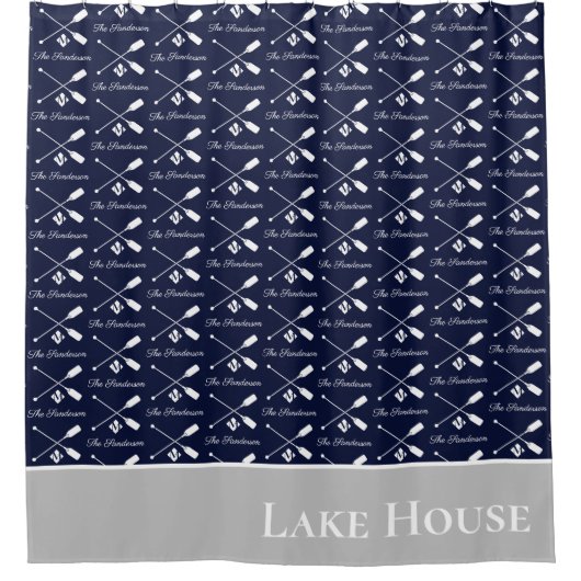 Rideaux De Douche Marine Paddle bleu Monogram Lake House Nautique (Devant)