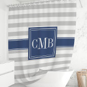 Rideaux De Douche Marine personnalisée et gris rayé