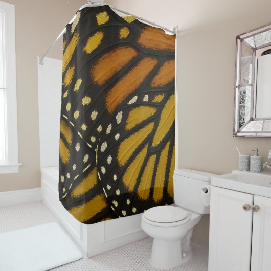 Rideaux De Douche Mariposa Orange & Yellow Monarch Butterfly Wing (En situation)
