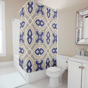 Rideaux De Douche Marocain de bleu marine et de Taupe