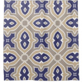 Rideaux De Douche Marocain de bleu marine et de Taupe (Devant)
