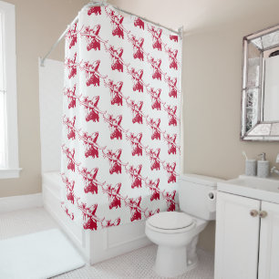 Rideaux De Douche Maroon Longhorn Steer avec Casquette Cowboy