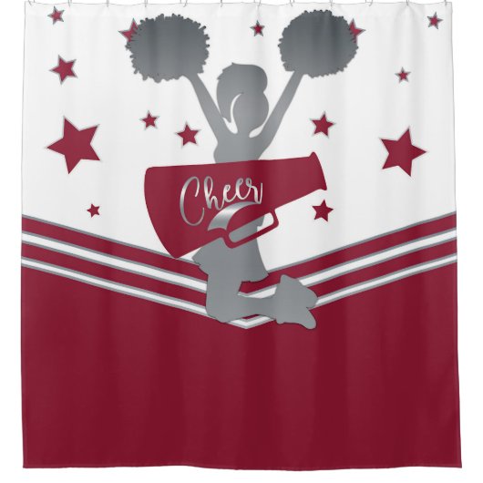 Rideaux De Douche Maroon Stars Argent Cheer Filles Cheer (Devant)