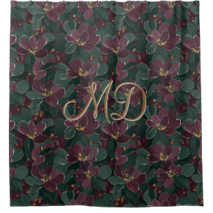 Rideaux De Douche Marron Dramatique Et Floral Vert Forêt