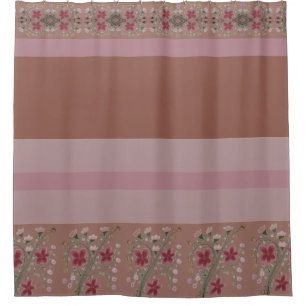 Rideaux De Douche Marron et rose avec motif floral
